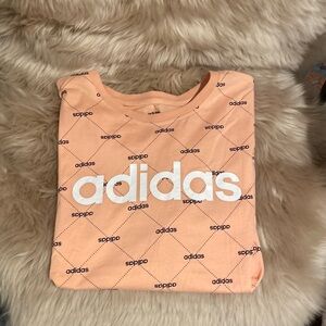 Adidas salmon colored crop tee
